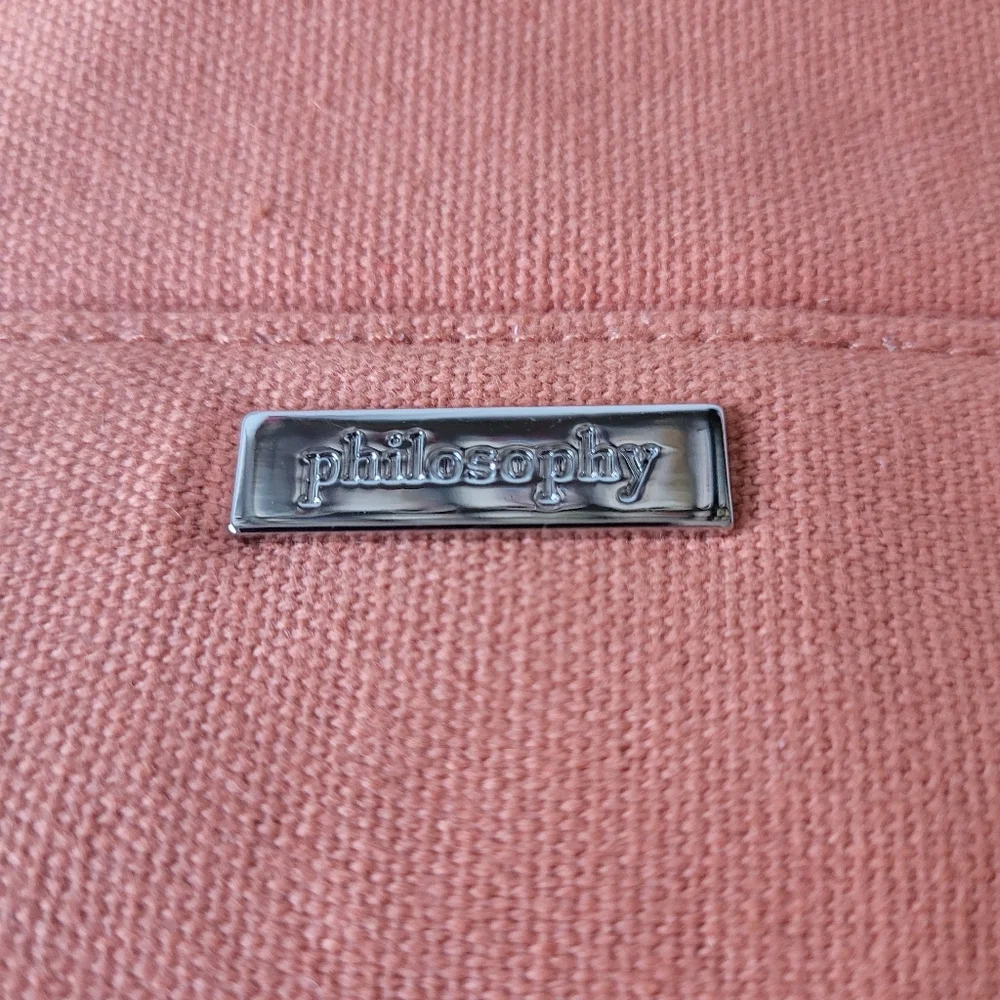 Philosophy Coral Canvas Cosmetic Pouch with Metal Logo